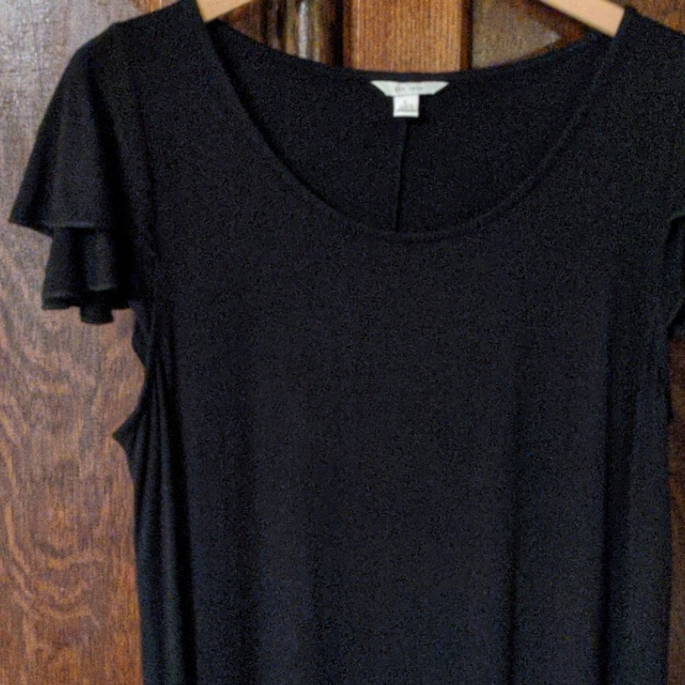 Black short flutter sleeve Large dress.